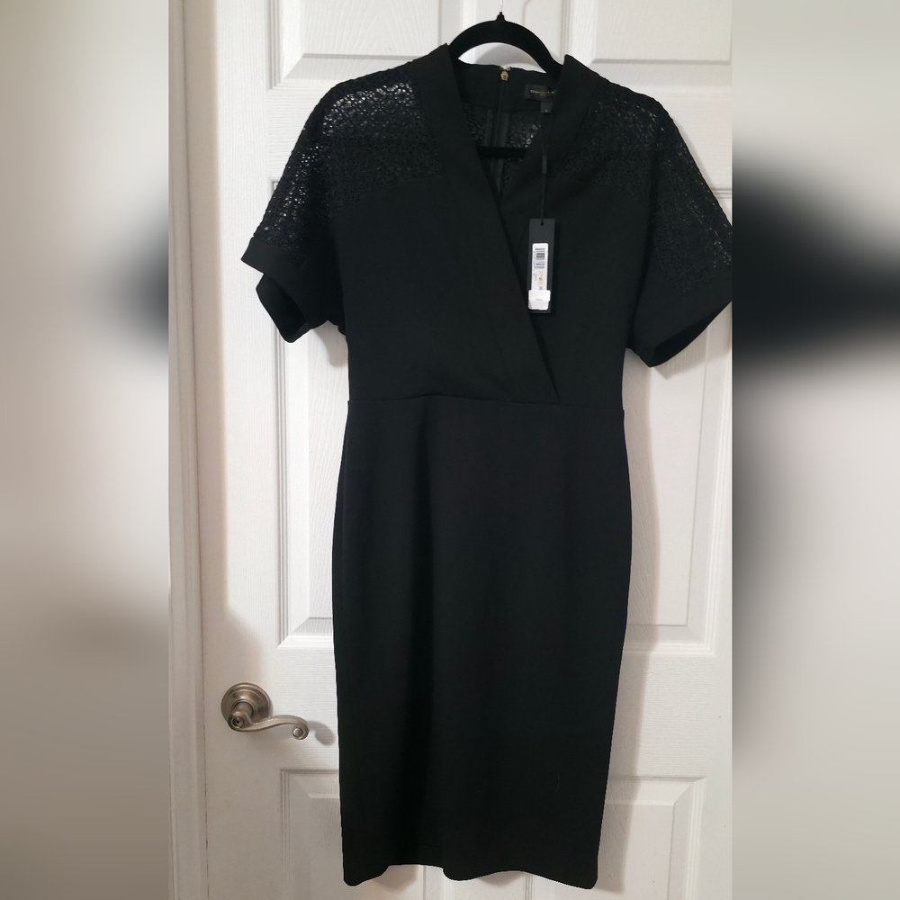 Donna Karan Black Midi Dress with Lace Detail, 2